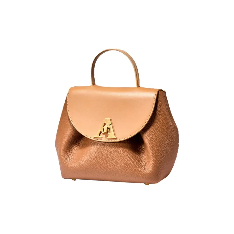 AQUASCUTUM Litchi Grain Cow Leather Shoulder Bag, Crossbody Bag, Handbag Medium Size Women's Brown-6