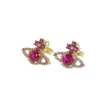 Vivienne Westwood Cubic Zirconia Brass Ruby Earrings Women's Gold