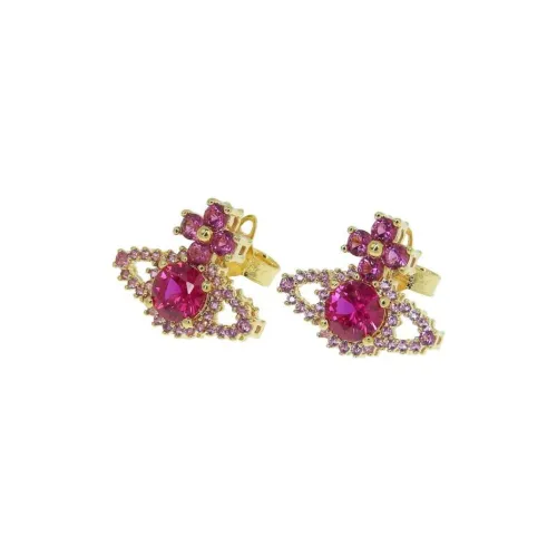 Vivienne Westwood Cubic Zirconia Brass Ruby Earrings Women's Gold
