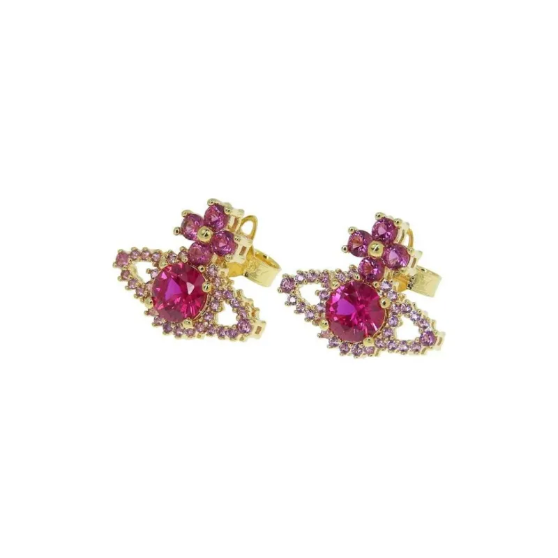 Vivienne Westwood Cubic Zirconia Brass Ruby Earrings Women's Gold-0