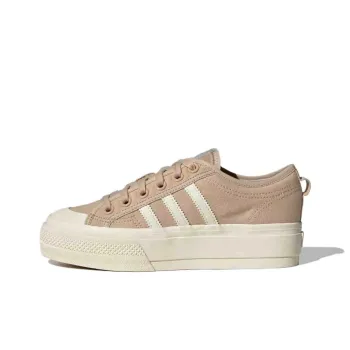 Adidas Originals Nizza Platform Anti Slip Wear Resistant Low Top Skateboard Shoes Unisex Light Umber