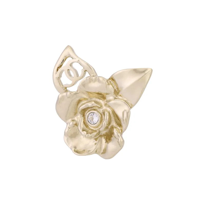 CHANEL Crystal Stud Earrings Women's Silver-3