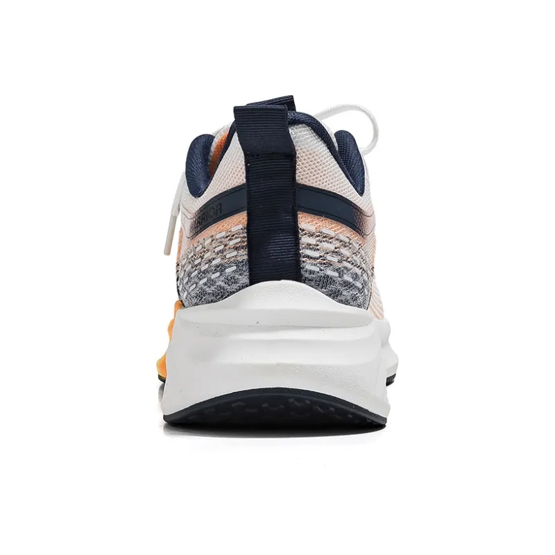 Warrior Breathable Height Increase Low Top Running Shoes Men's White Dark Blue Orange-4