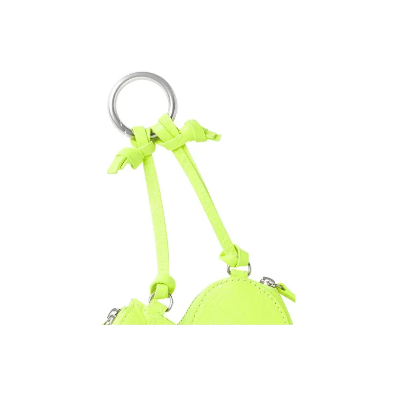Balenciaga Le Cagole Lambskin Card Clip Card Holder Women's Neon Yellow-3