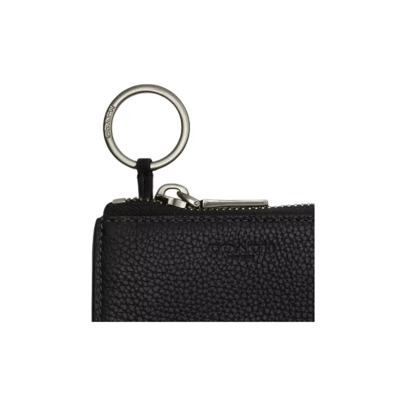 COACH Pebbled Leather Key Pouch Mini Men's Black-5