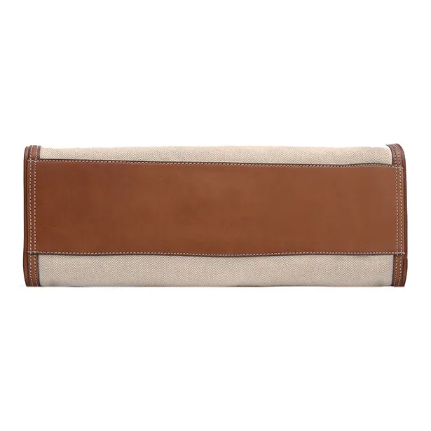 TORY BURCH Ella Canvas With Leather Tote Bag Shopping Bag Handbag Shoulder Bag Women's Classic Original Brown-3