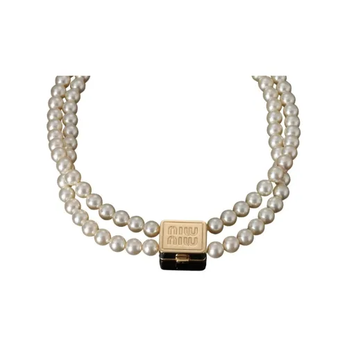 MIU MIU Metal Necklaces Women's Gold