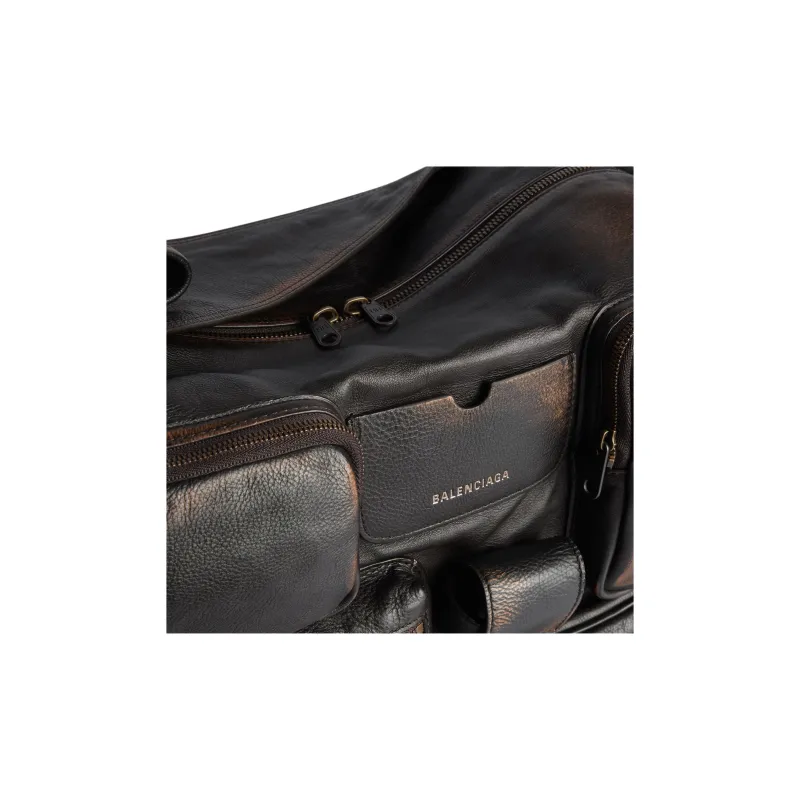 Balenciaga Calfskin Shoulder Bag Men's Brown-4