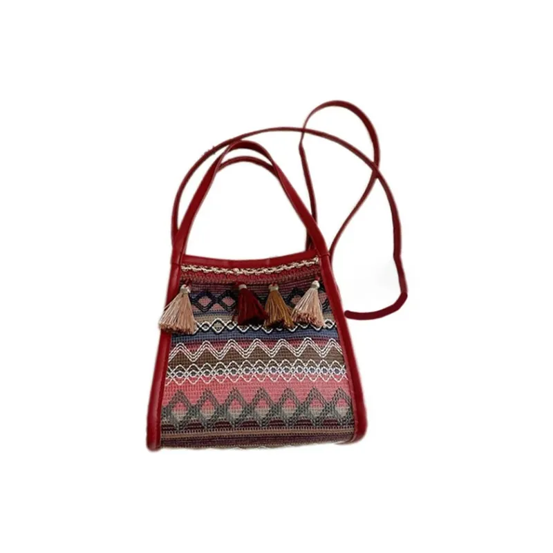 Boniu Cotton Crossbody Handbags Women's Red/Blue/Brown-0