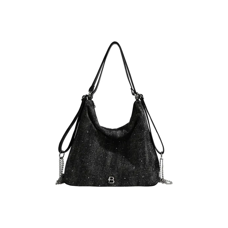 BEMIX PETS Synthetic Material Shoulder Bag Medium Size Women's Bright Black-0