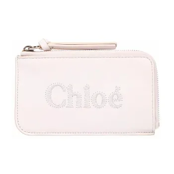 Chloe Bright Calfskin Wallet Trumpets Women's Gray