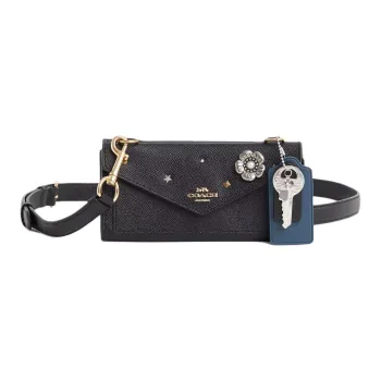 COACH Leather Shoulder Bag Crossbody Bag Wallet Small Size Women's Light Gold & Black
