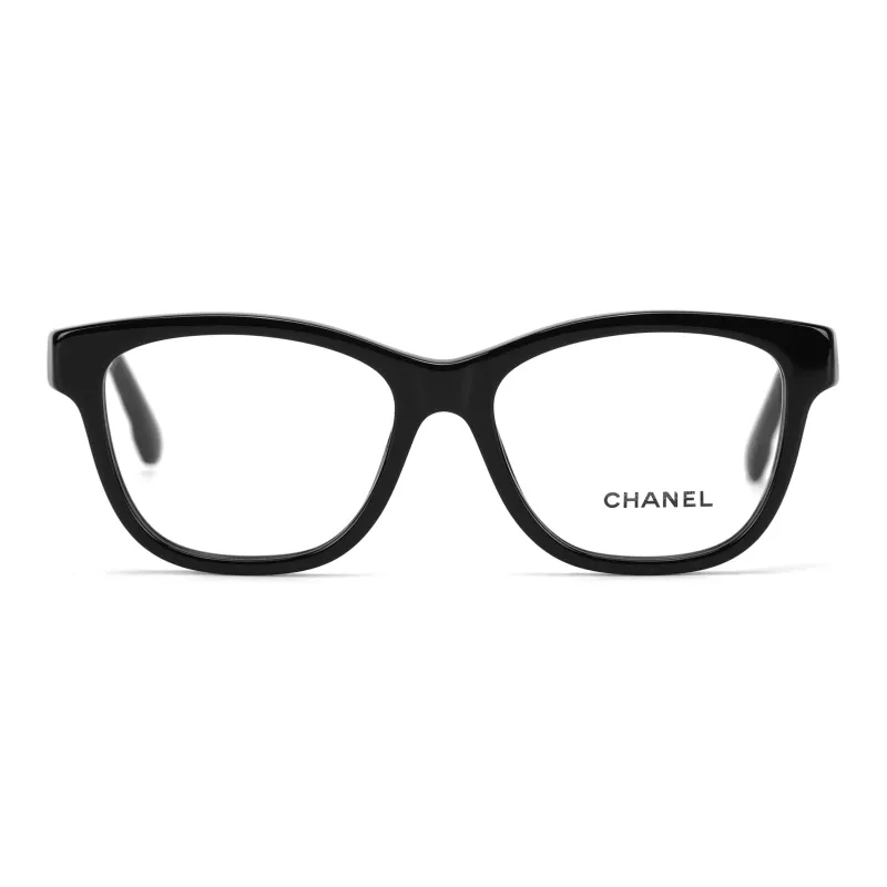 CHANEL Acetate Square Eyeglass Frames Women's Black-1