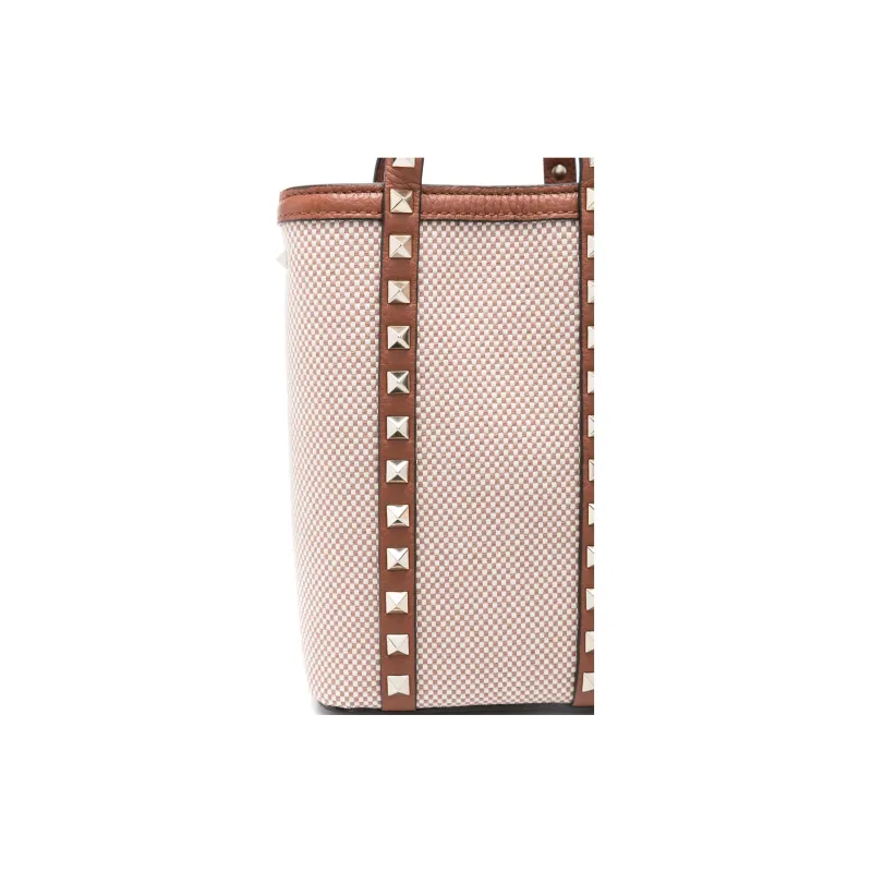 Valentino GARAVANI Leather Tote Bag Shopping Bag Handbag Women's Brown & Beige-2