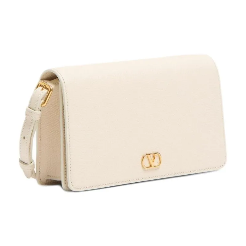 Valentino Vlogo Grained Calfskin Shoulder Bag Mini Women's Light Ivory White-1