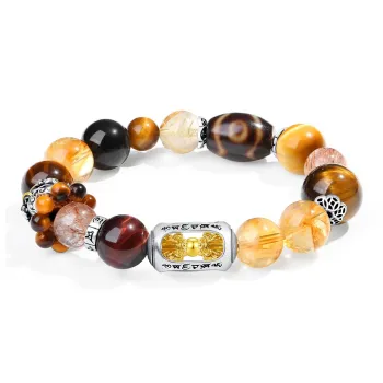 PUTUOSHANWENCHUANG Tiger's Eye Stone Jade Bracelets Unisex
