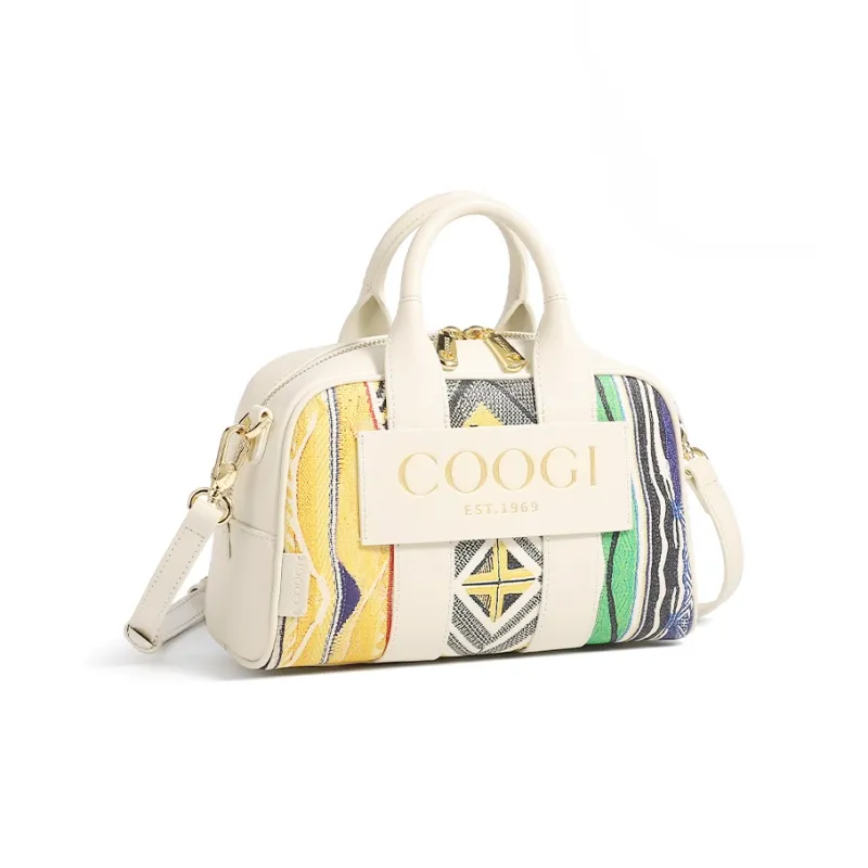 COOGI Synthetic Leather, Split Cow Leather Shoulder Bag, Crossbody Bag, Handbag Regular Women's Ecru/Pink-2