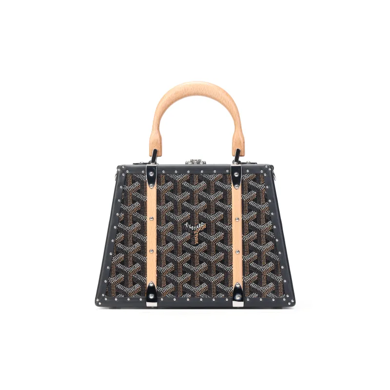 GOYARD Saigon Canvas With Calfskin Hard Case Handbag Mini Unisex Black-2