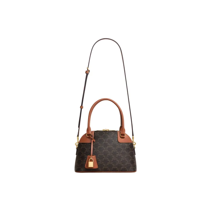 CELINE Cow Leather Bowling Bag, Shoulder Bag, Crossbody Bag, Handbag Small Size Women's Tawny-3