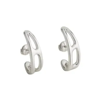 HERMES 925 Sterling Silver Earrings Women's Silver