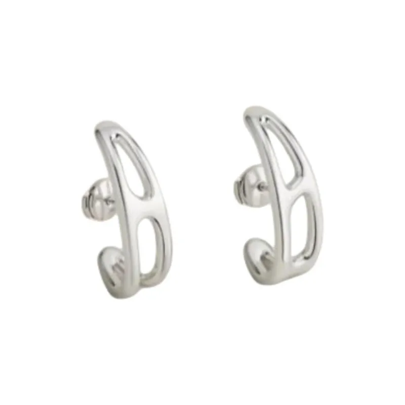 HERMES 925 Sterling Silver Earrings Women's Silver-0