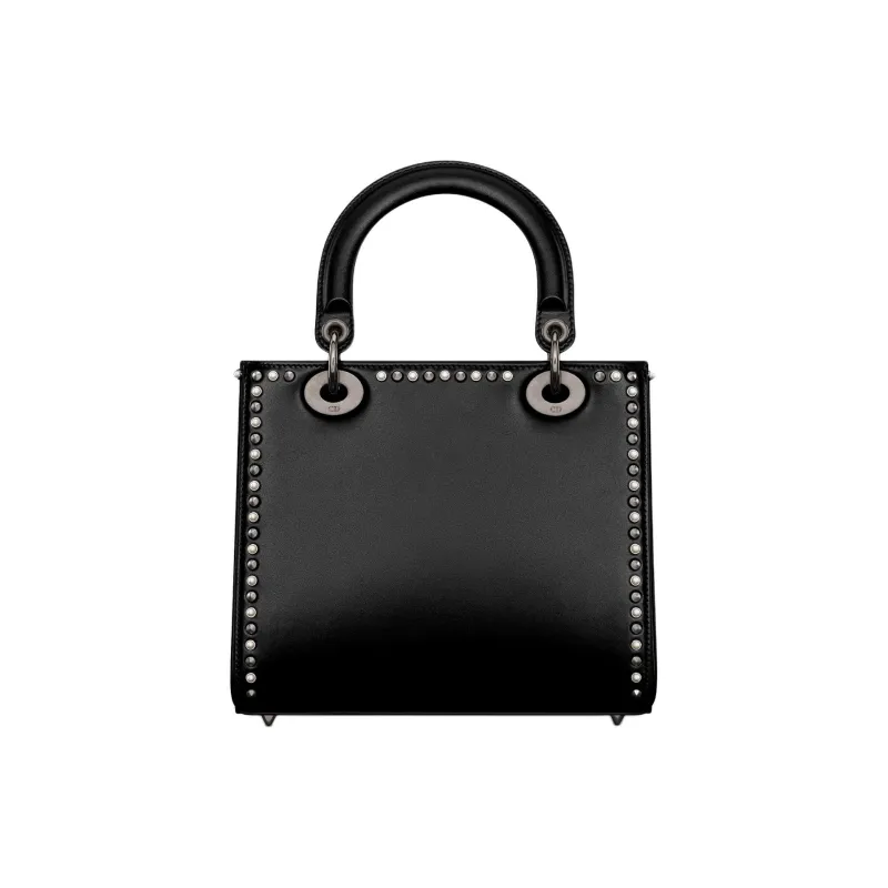 DIOR Lady Dior Calfskin Tote Bag Shopping Bag Shoulder Bag Crossbody Bag Handbag Medium Size Women's Black-3