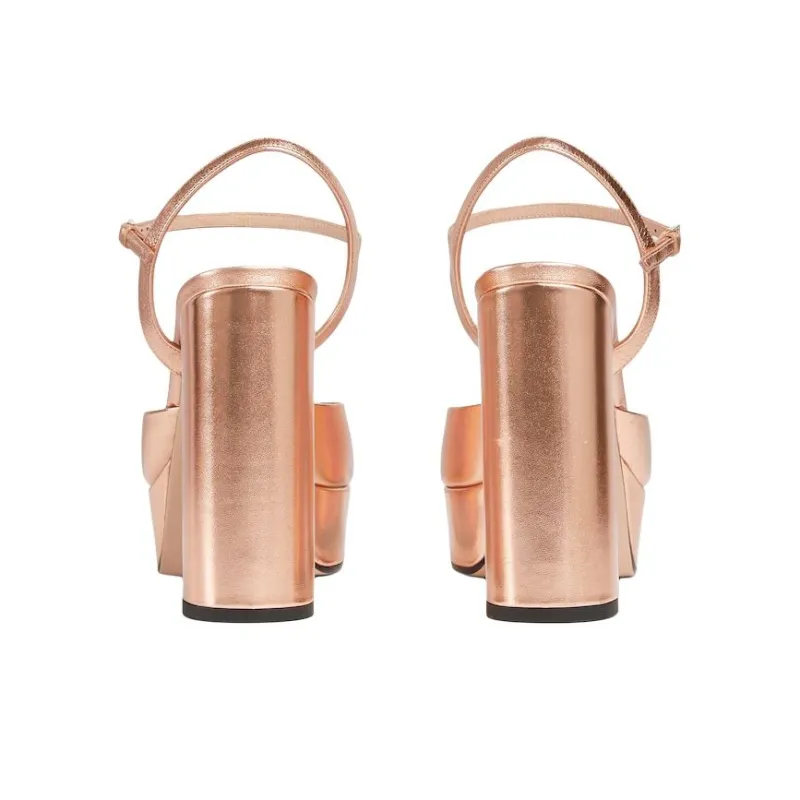 GUCCI Nojum Chunky Heel High Heels 11.5cm Women's Rose Gold-4