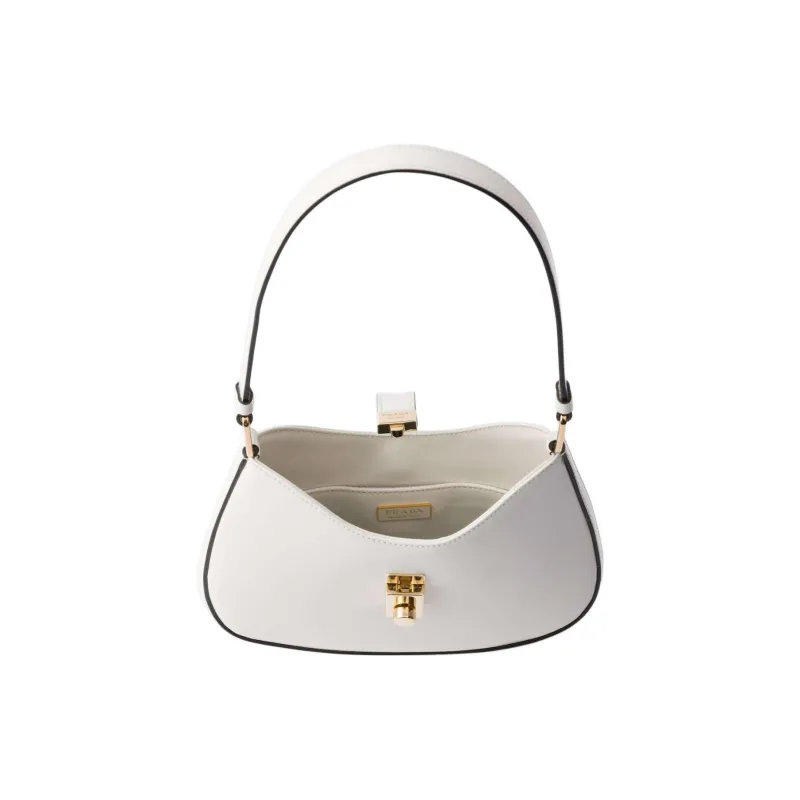 PRADA Cleo Calfskin Handbag, Shoulder Bag Women's White-4