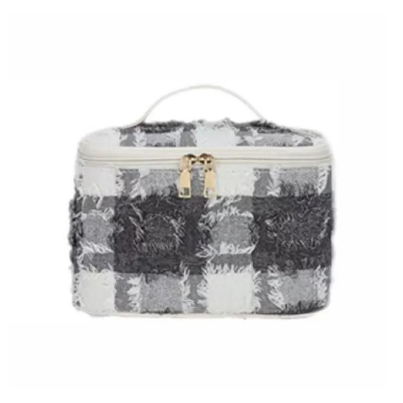 Boniu PU Makeup Bag Women's Black/Beige-3