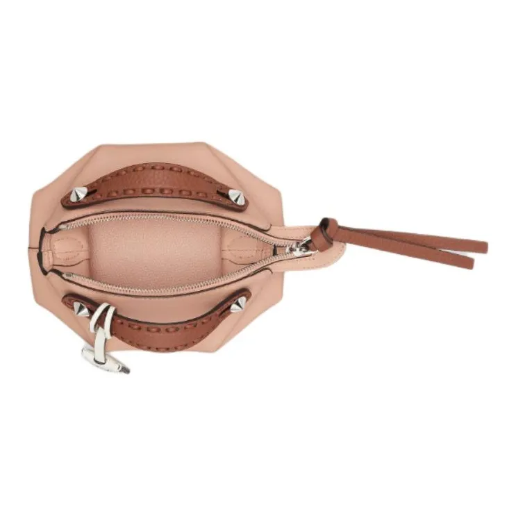 FENDI Leather One Shoulder Handbags Mini Women's Pink-4