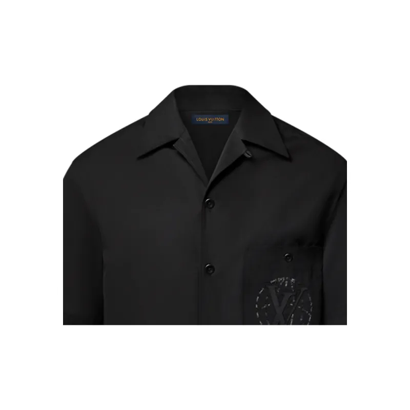 LOUIS VUITTON Embroidered Short Sleeved Cotton Shirt-4