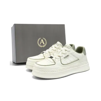 AOKANG Air Force One Series Skateboard Shoes Men Low Top White Green, Black White