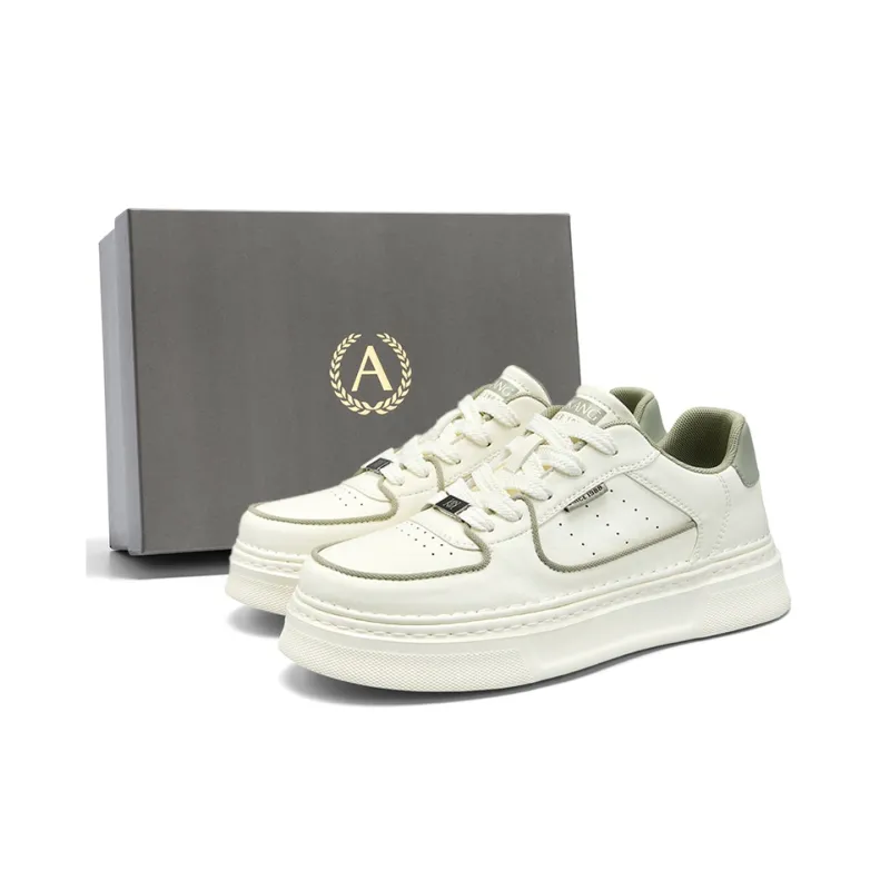 AOKANG Air Force One Series Skateboard Shoes Men Low Top White Green, Black White-0
