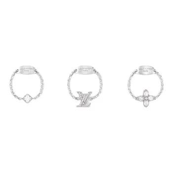 LOUIS VUITTON Palladium Plated Metal Crystal Rings Women's Silver