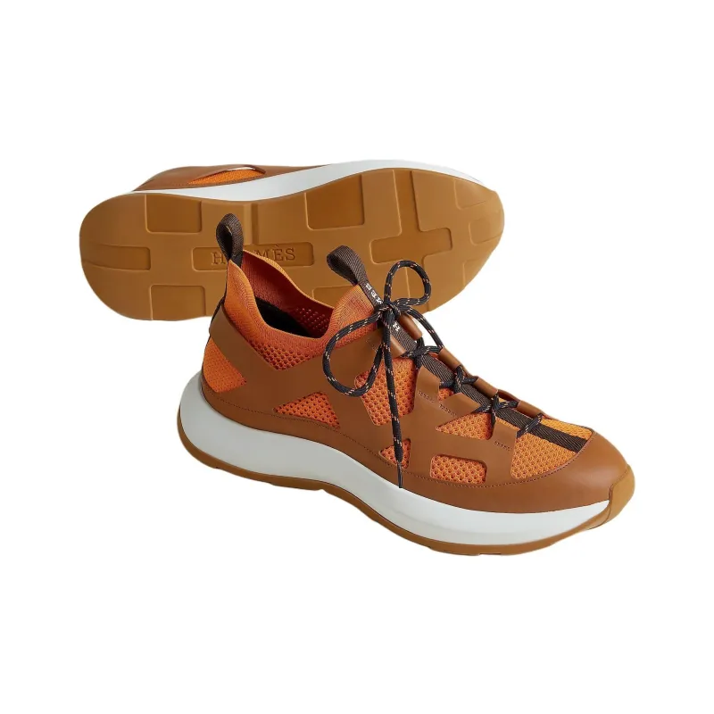 HERMES Katana Low Top Casual Shoes Men's Brown-3