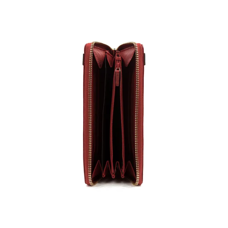 GUCCI Patent Leather Long Zip Closure Wallet With Money Clip Women's Red-2