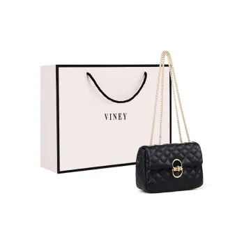 VINEY Synthetic Leather Patchwork With Cow Leather Shoulder Bag Crossbody Bag Small Square Bag Small Size Women's Black