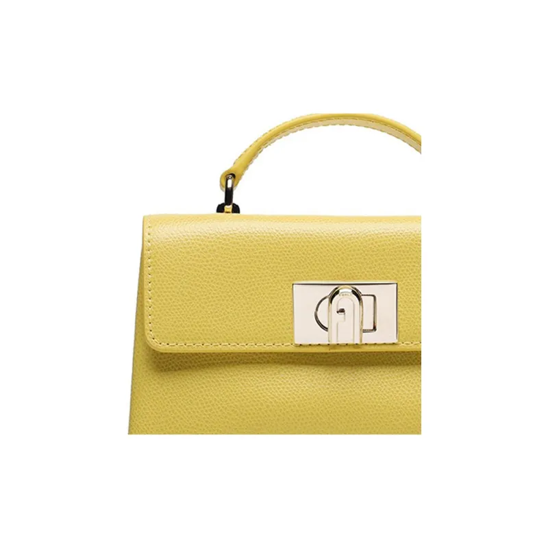 Furla 1927 Collection Genuine Leather Shoulder Bag Crossbody Bag Handbag Mini Women's Yellow-4