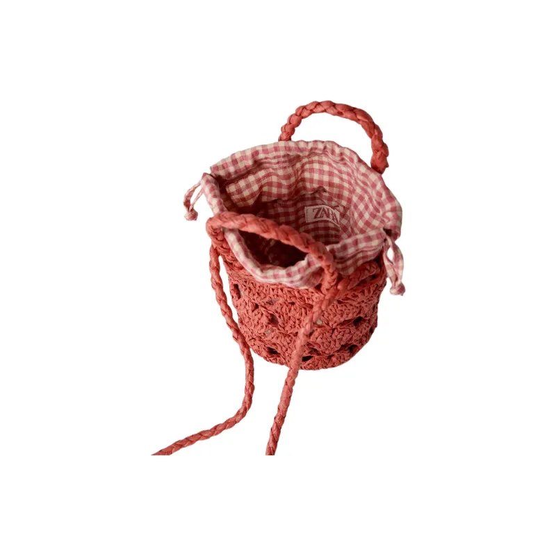 ZARA Cellulose Bucket Bags Shoulder Bag Crossbody Bag Handbag Kids' Red-5