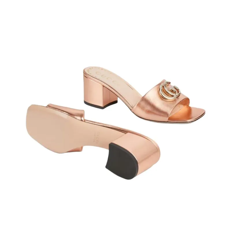 GUCCI Nojum Abrasion Resistant Slide Slippers 5.5cm Women's Pink-5