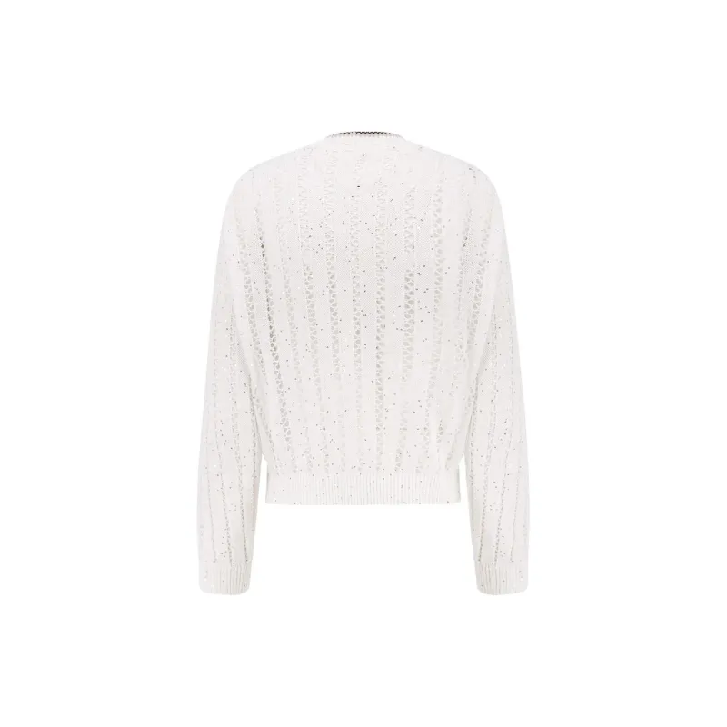 Brunello Cucinelli Dazzling Ribbed Net Cardigan-1