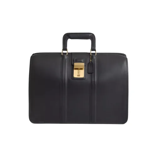 COACH Brief Leather Briefcases Large Size Unisex Black