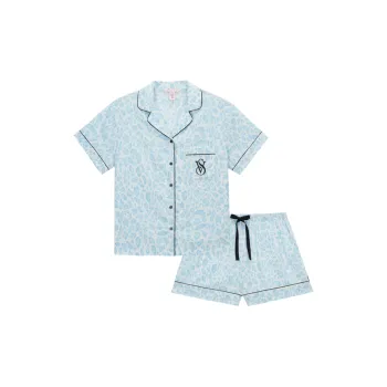 Victoria's Secret Pajama Set Women's Blue Leopard Print