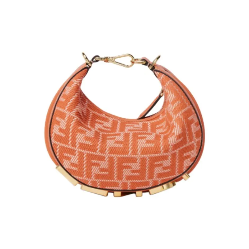 FENDI Fendigraphy Fabric Vagabond Bag Shoulder Bag Mini Women's Orange-0