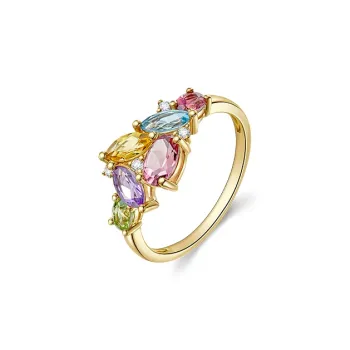 IL&CO. Natural 18K Gold Colored Gemstone Rings Women's