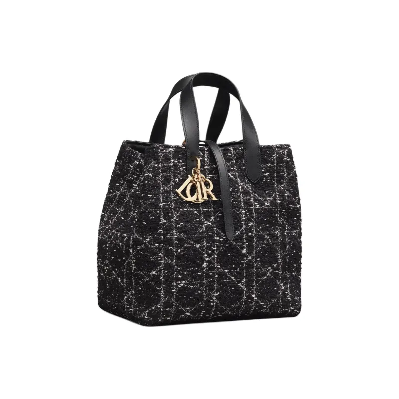 DIOR Toujours Cotton Tote Bag Shopping Bag Crossbody One Shoulder Handbags Medium Size Women's Black-2