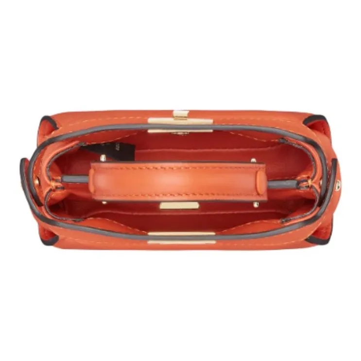 FENDI Peekaboo Nappa Leather One Shoulder Handbags Women's Orange-3