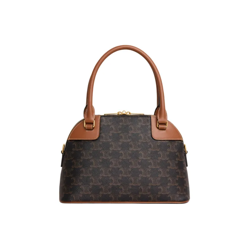 CELINE Cow Leather Bowling Bag, Shoulder Bag, Crossbody Bag, Handbag Small Size Women's Tawny-2