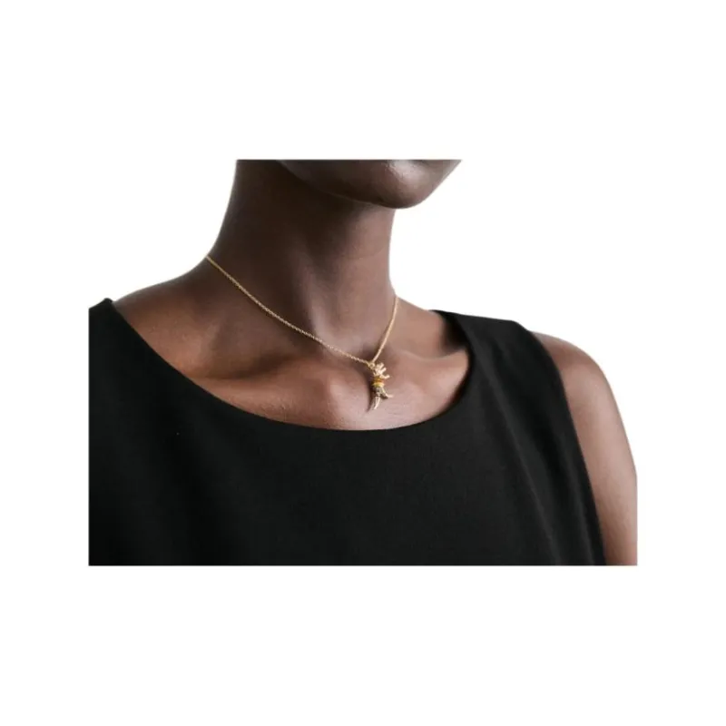 COACH Brass Plated, Czech Glass, Enamel, Cubic Zirconia Necklaces Women's Gold-4