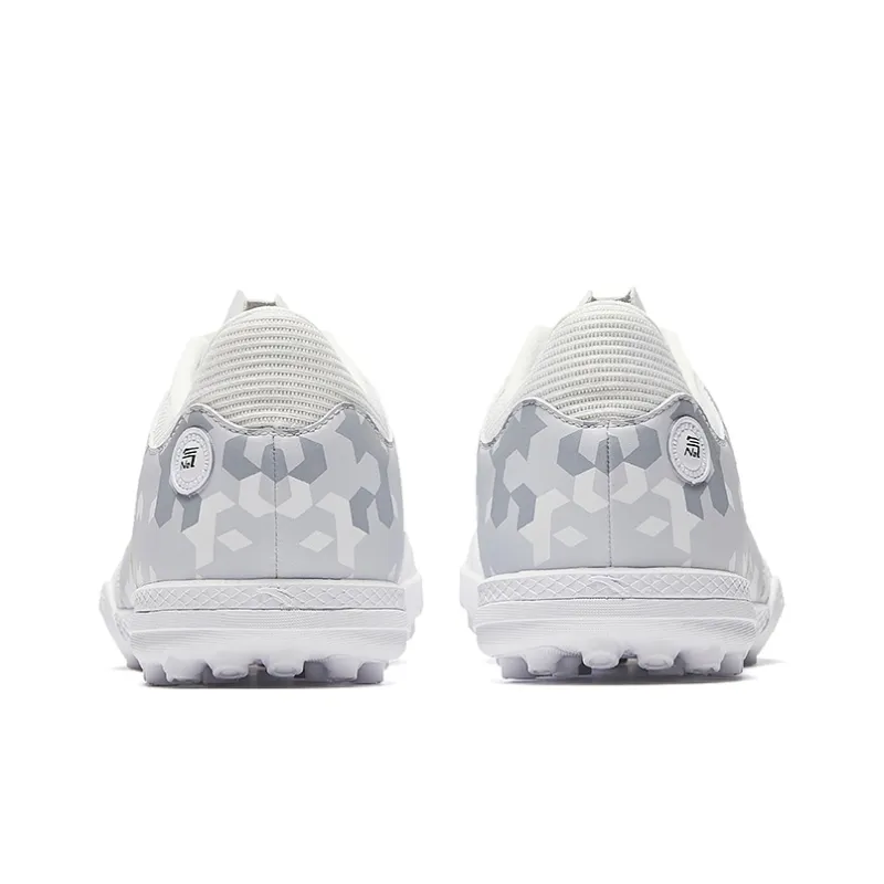 Anta TF Rubber Broken Studs Anti-Slip Wear-Resistant Soccer Shoes Men's White Gray-3